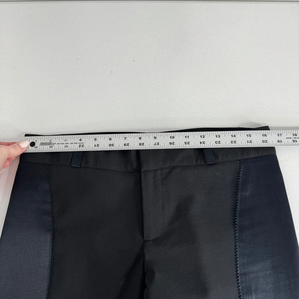 YA-YA Satin Tuxedo Trousers Womens 6 Black Low Rise Flare Dress Pants Y2K Luxury